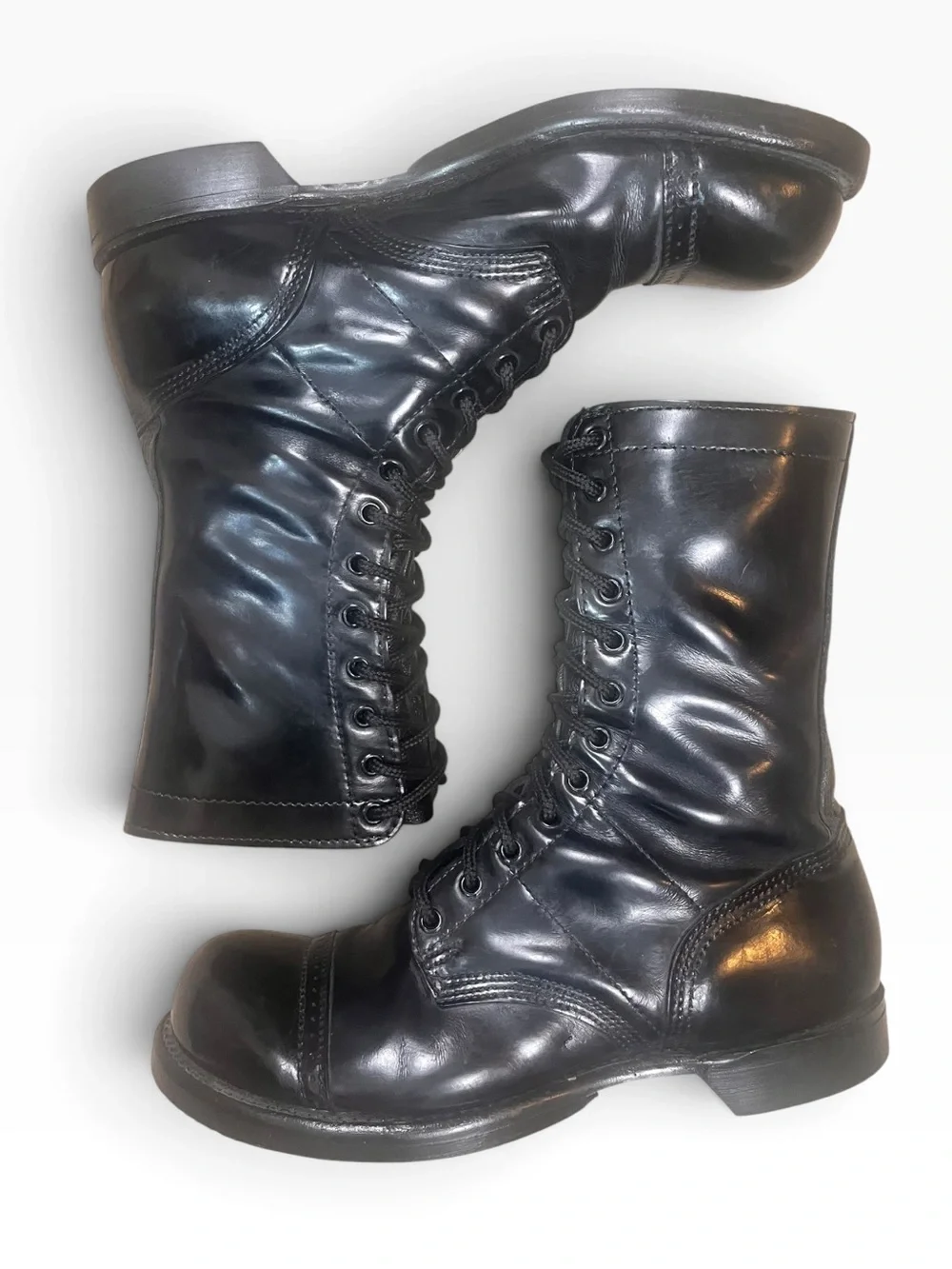 Vintage Corcoran Leather Jump Boots #1500 Mens 10.5 Black Military Paratrooper